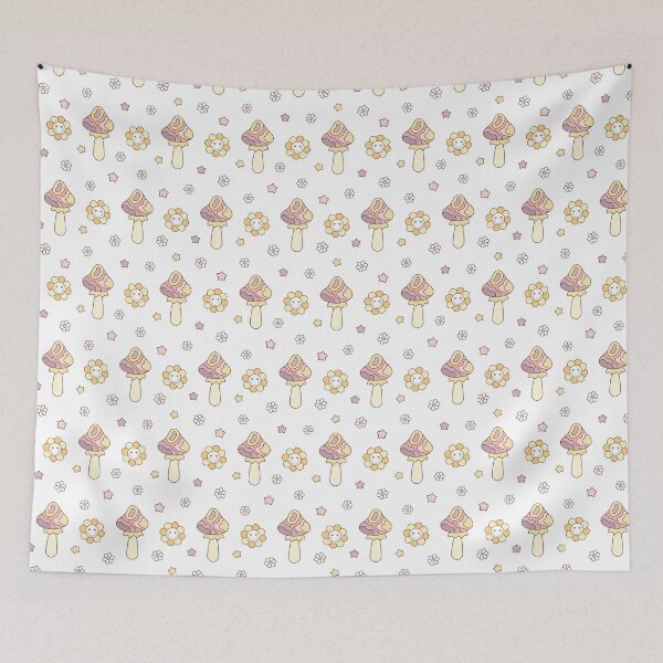 Item preview, Retro Mushrooms and Flowers Pattern designed and sold by Julza Art.