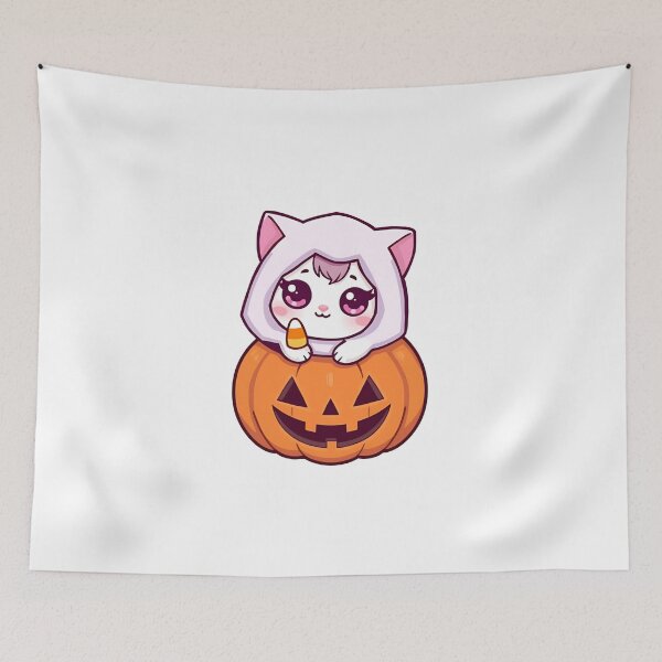 Item preview, Cute Kawaii Halloween Cat in Pumpkin Sticker designed and sold by RareVisuals.