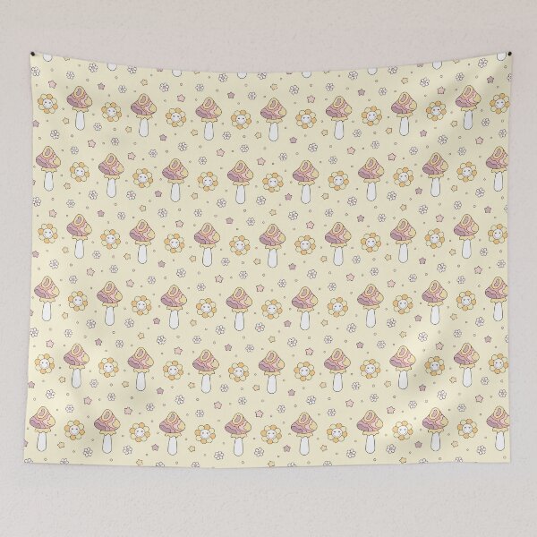 Item preview, Retro Mushrooms and Flowers Pattern designed and sold by Julza Art.