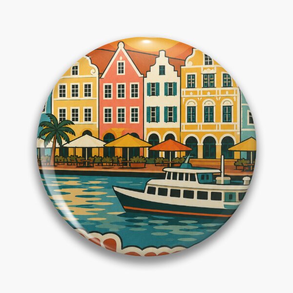 Item preview, Willemstad Curacao Travel Souvenir - Retro Illustration designed and sold by VisualArtsOasis.