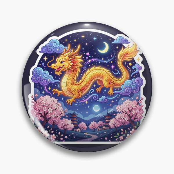 Item preview, Golden Dragon Cherry Blossom Anime Sticker Illustration for Manga Fans designed and sold by uegi.