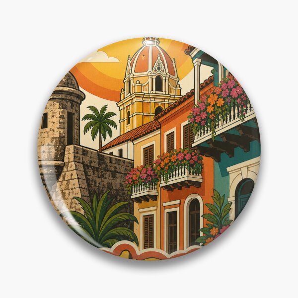 Item preview, Cartagena Colombia Travel Souvenir - Retro Illustration designed and sold by VisualArtsOasis.