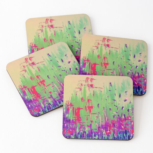 Item preview, Abstract Neon Field - Green, Fuchsia and Lavender Blue designed and sold by Giovanna2026.