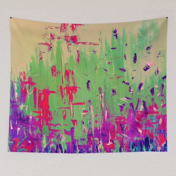 Item preview, Abstract Neon Field - Green, Fuchsia and Lavender Blue designed and sold by Giovanna2026.
