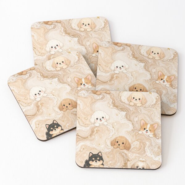 Item preview, Cute Puppies in Golden Marble designed and sold by EsenciaZen.