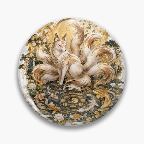 Item preview, Nine-Tailed Fox Guardian Among Golden Koi designed and sold by Terraprompt.