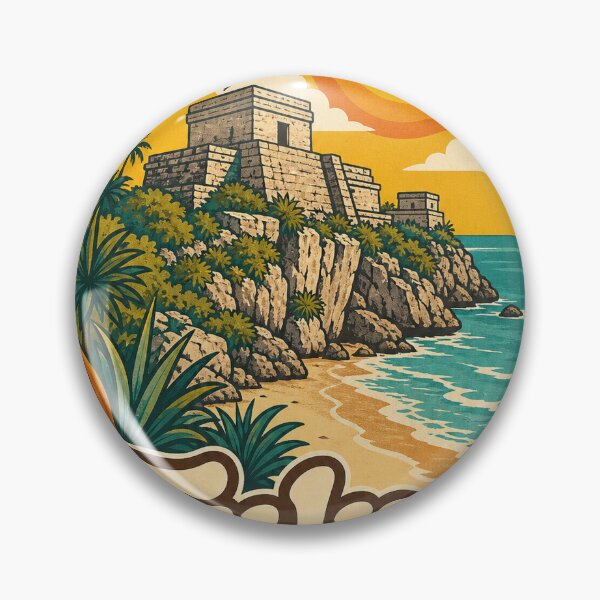 Item preview, Tulum Mexico Travel Souvenir - Retro Illustration designed and sold by VisualArtsOasis.