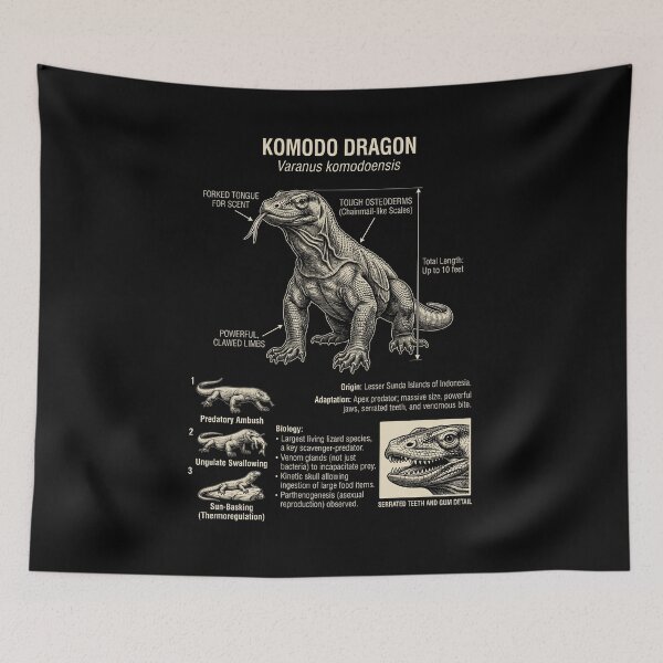 Item preview, Komodo Dragon Scientific Anatomy Biology Animal Lover designed and sold by Kimberley King Art  King Art.