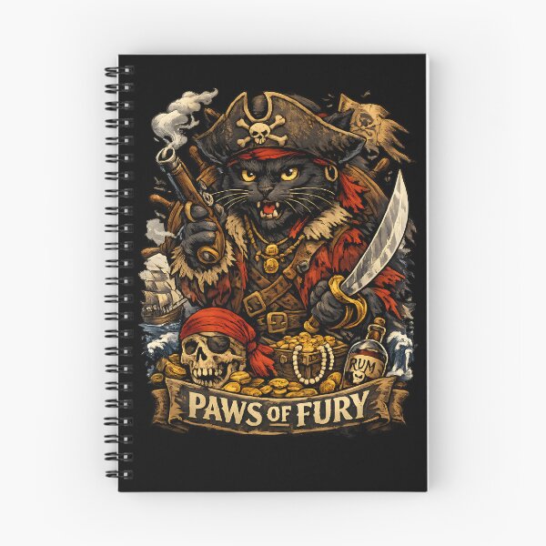 Item preview, Paws of Fury – Pirate Cat with Saber and Treasure designed and sold by meshhead.