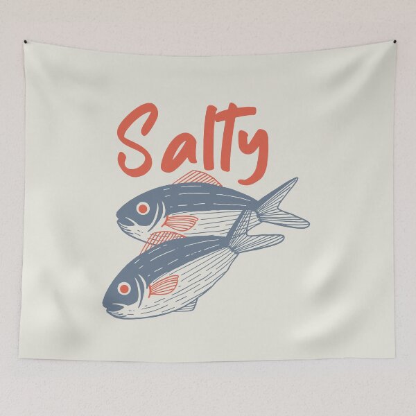 Item preview, Retro Salty Sardine Fish Vintage Aesthetic Blue Red designed and sold by TackyTime.