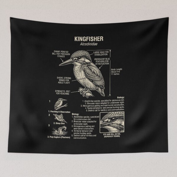 Item preview, Kingfisher Scientific Anatomy Ornithology Animal Lover designed and sold by Kimberley King Art  King Art.