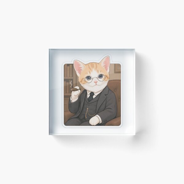 Item preview, Cute Freud Cat — Funny Psychoanalyst Kitty Sticker designed and sold by the-cute-nerd.