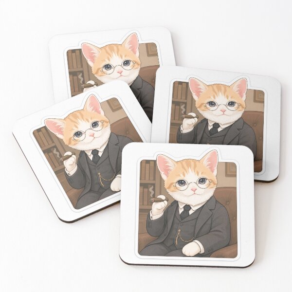 Item preview, Cute Freud Cat — Funny Psychoanalyst Kitty Sticker designed and sold by the-cute-nerd.