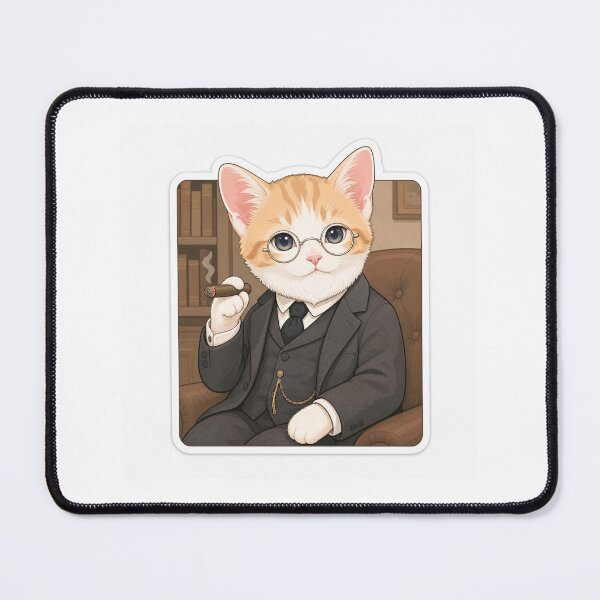 Item preview, Cute Freud Cat — Funny Psychoanalyst Kitty Sticker designed and sold by the-cute-nerd.