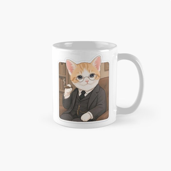 Item preview, Cute Freud Cat — Funny Psychoanalyst Kitty Sticker designed and sold by the-cute-nerd.
