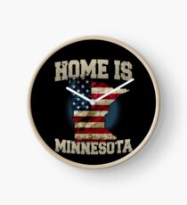 Home is Minnesota USA US map gift unique fans Proud Strong Support Clock
