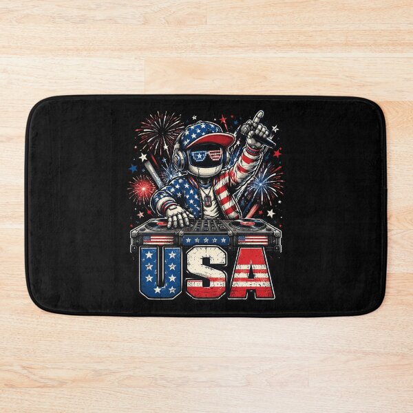 Item preview, USA Flag DJ Robot Mixing Music for Independence Day Party designed and sold by OlakunleOloroz.