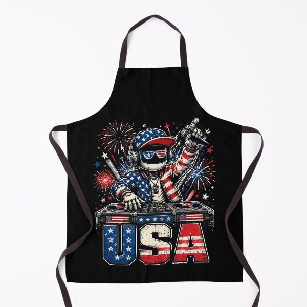 Item preview, USA Flag DJ Robot Mixing Music for Independence Day Party designed and sold by OlakunleOloroz.