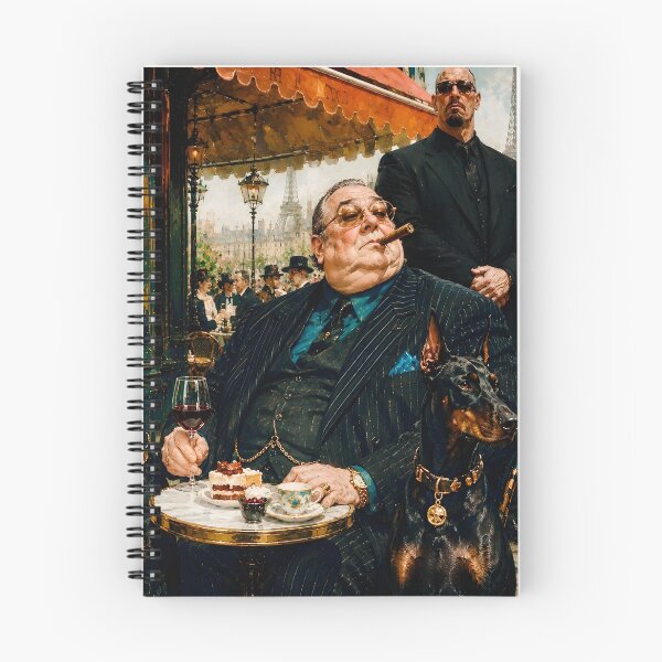 Item preview, The Parisian Godfather – Luxury Café Portrait with Dobermans | Vintage Editorial Art designed and sold by Vibranta Studio.