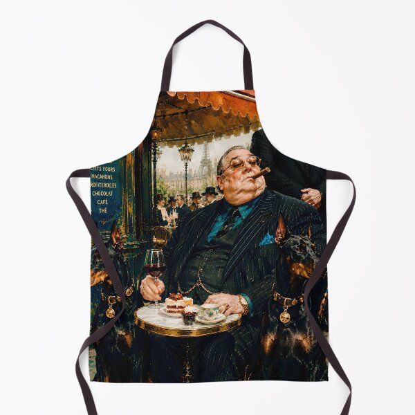 Item preview, The Parisian Godfather – Luxury Café Portrait with Dobermans | Vintage Editorial Art designed and sold by Vibranta Studio.