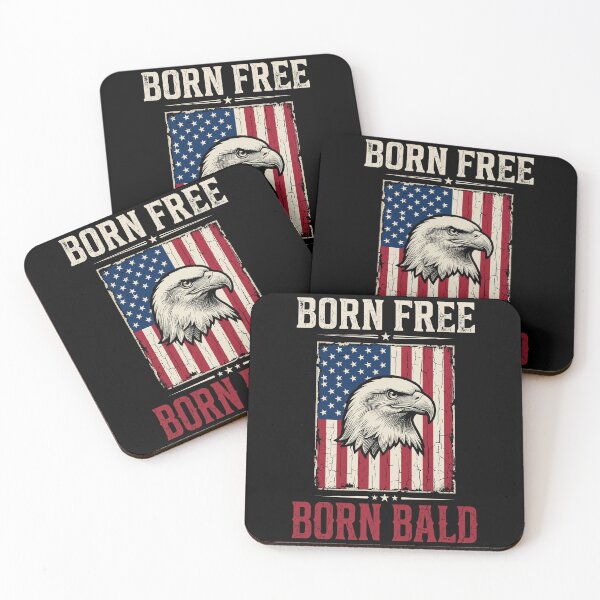 Item preview, Born Free Born Bald Patriotic American Bald Men Humor designed and sold by SofenArt.
