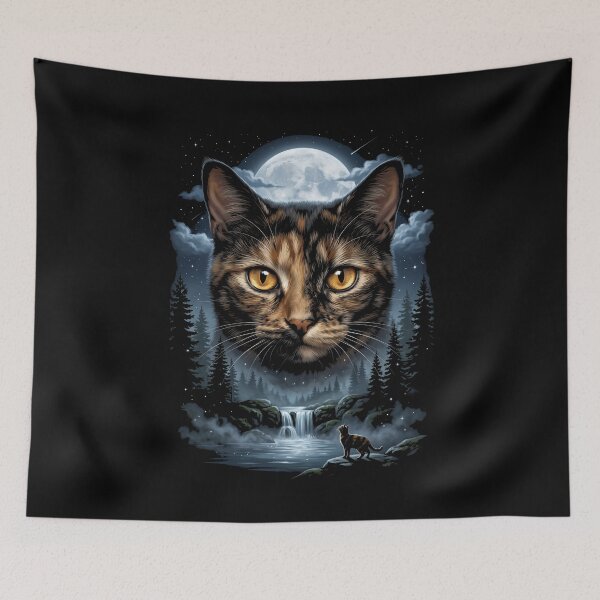 Item preview, Cat Moon Forest Night Nature Feline Pet Lover designed and sold by SofenArt.