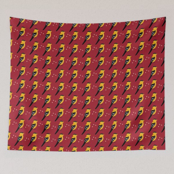 Item preview, American goldfinches on red designed and sold by reneesillus.