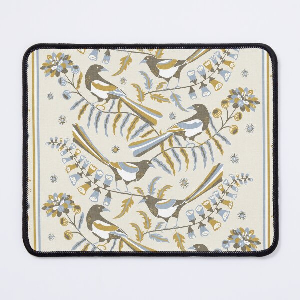Item preview, White Ivory Folk Bird Garden Botanical Border designed and sold by RenattaZare.