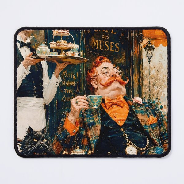 Item preview, Monsieur Magnifique – Eccentric Paris Café Gentleman with Black Cat | Vintage Fashion Illustration designed and sold by Vibranta Studio.