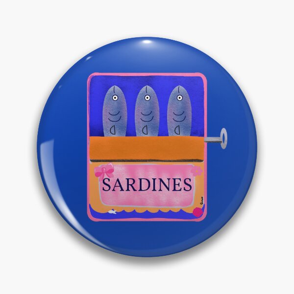 Item preview, Cute vintage Style Sardines in a Tin Box on blue background designed and sold by giulyz.