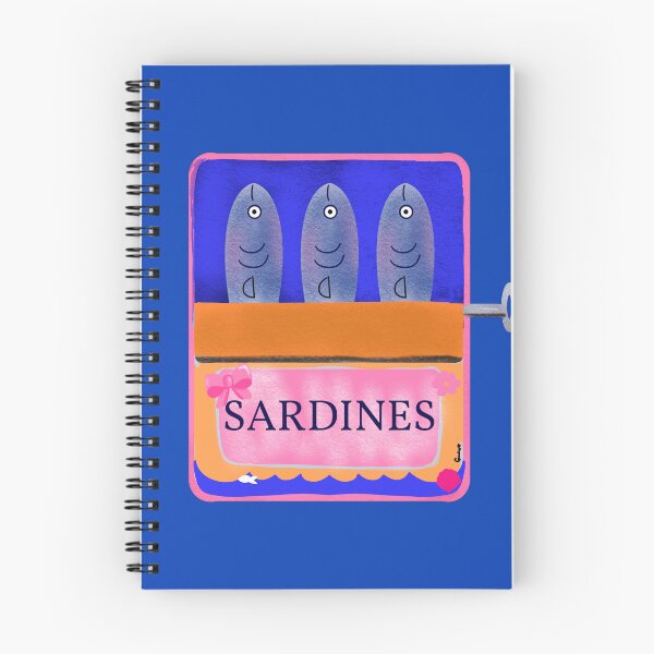 Item preview, Cute vintage Style Sardines in a Tin Box on blue background designed and sold by giulyz.