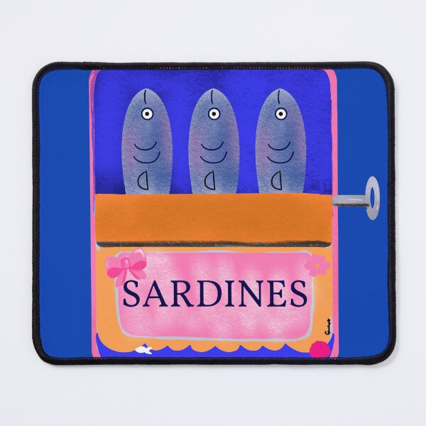Item preview, Cute vintage Style Sardines in a Tin Box on blue background designed and sold by giulyz.
