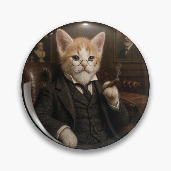 Item preview, Psychoanalyst Cat Portrait — Vintage Therapist Kitty in Study designed and sold by the-cute-nerd.