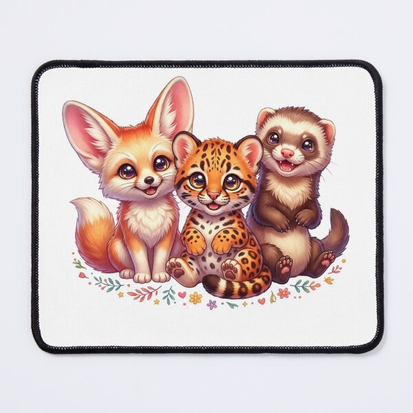 Item preview, A collection of 3 adorable wild animals (Fennec Fox, Exotic Pet, Ferret). designed and sold by krujoArt.