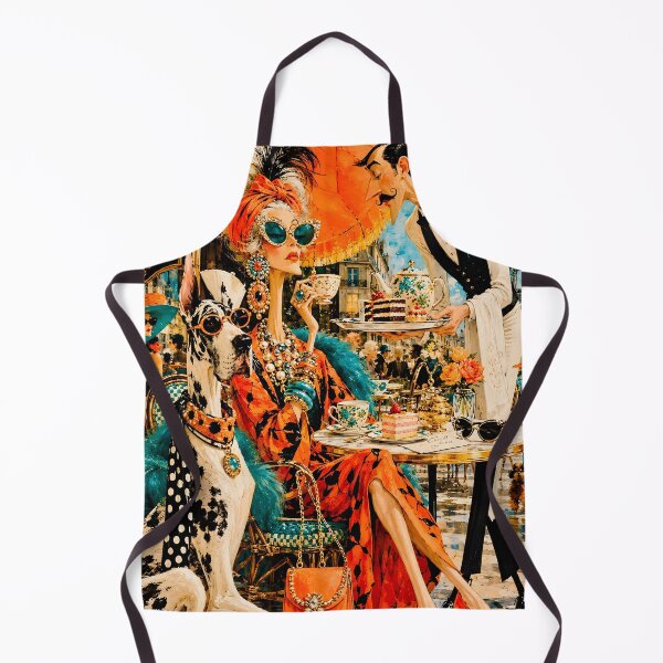 Item preview, Madame Élégance – Glamorous Paris Café Lady with Great Dane | Editorial Fashion Art designed and sold by Vibranta Studio.