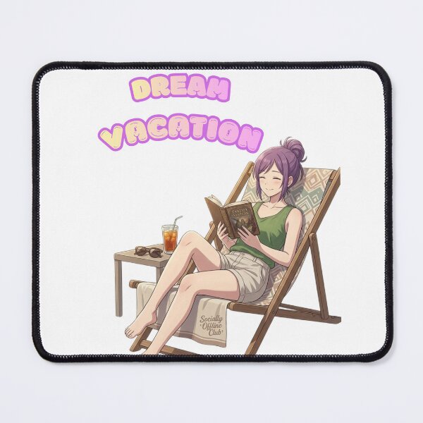 Item preview, Dream Vacation – Anime Bookworm Girl Reading Fantasy Book on Beach Chair designed and sold by DailyStruggleCo.