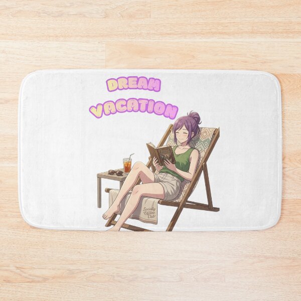 Item preview, Dream Vacation – Anime Bookworm Girl Reading Fantasy Book on Beach Chair designed and sold by DailyStruggleCo.