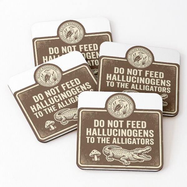 Item preview, Do not feed hallucinogens to the alligators. Vintage national park warning sign. Funny alligator  designed and sold by raedattia.