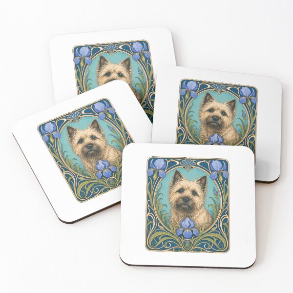 Item preview, Cairn Terrier Dog Art Nouveau Iris Botanical designed and sold by AntiqueImages.