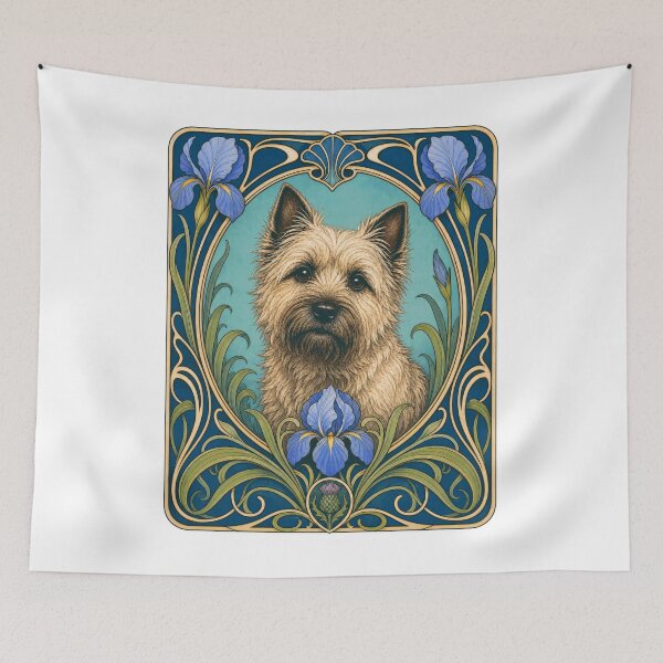 Item preview, Cairn Terrier Dog Art Nouveau Iris Botanical designed and sold by AntiqueImages.