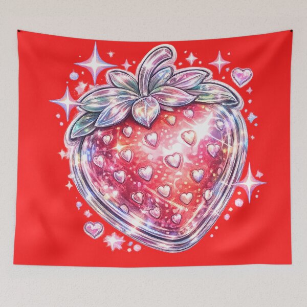 Item preview, Holographic Glitter Strawberry Hearts Y2K Sparkle Art – Iridescent Coquette Aesthetic | Strawberry Gift designed and sold by irfanshikh.