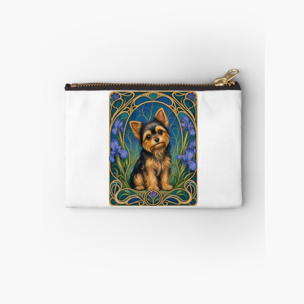 Item preview, Cute Yorkie Dog Art Nouveau Iris Floral Puppy designed and sold by AntiqueImages.