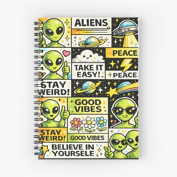 Item preview, ​Cute Retro Alien Collage - Stay Weird & Good Vibes designed and sold by M.Store.