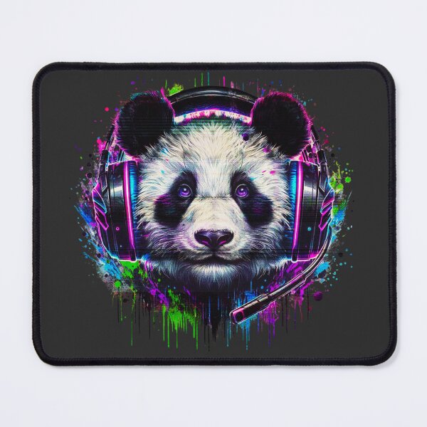 Item preview, Gaming Panda Neon Headset Art, RGB Panda Gamer, Cyberpunk Panda Illustration, Cute Esports Animal Design designed and sold by gkhanco.