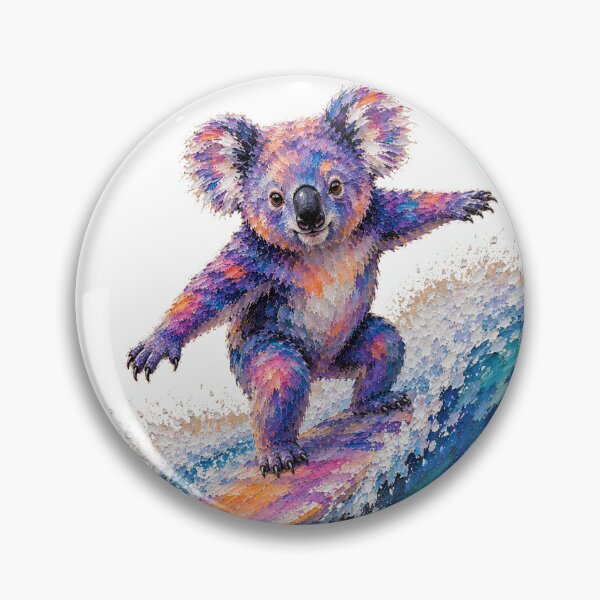 Item preview, Cute Colorful Surfing Koala – Modern Palette Knife Animal Painting designed and sold by SLGA-Designs.