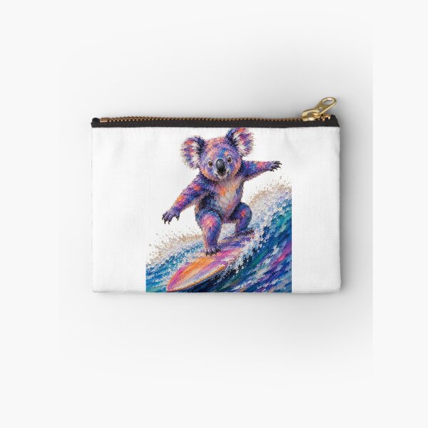 Item preview, Cute Colorful Surfing Koala – Modern Palette Knife Animal Painting designed and sold by SLGA-Designs.