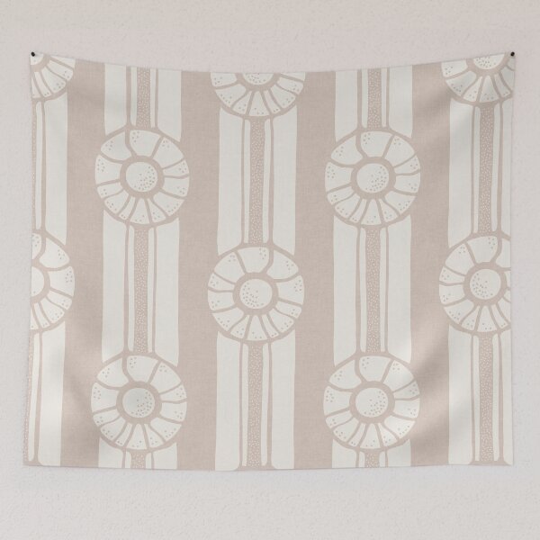 Item preview, Blush Beige Nautical Shell Cabana Stripes designed and sold by RenattaZare.