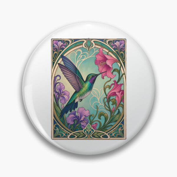 Item preview, Hummingbird Art Nouveau Floral Bird Lover designed and sold by AntiqueImages.