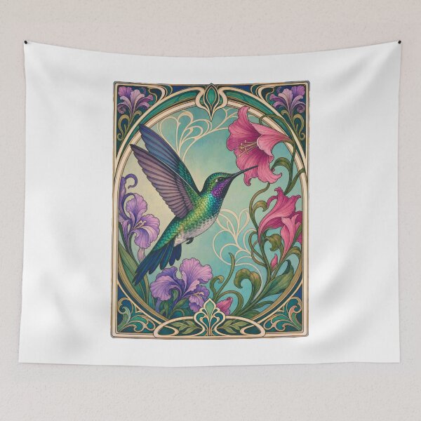 Item preview, Hummingbird Art Nouveau Floral Bird Lover designed and sold by AntiqueImages.