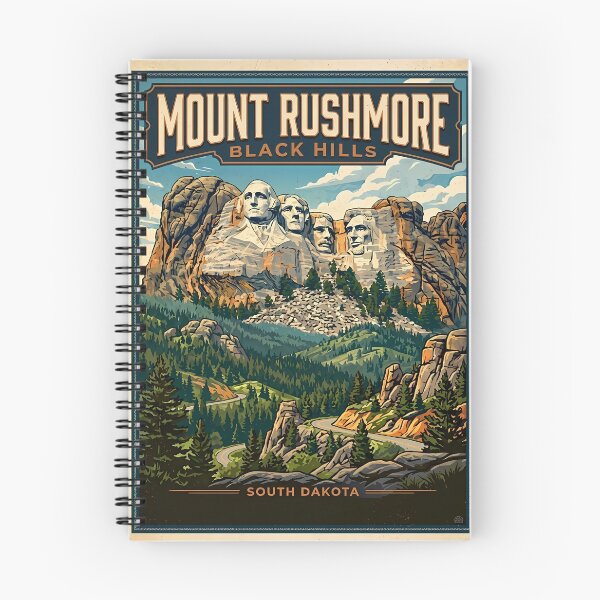 Item preview, Mount Rushmore Black Hills South Dakota Vintage Travel Poster designed and sold by Ar0undTheW0rld.